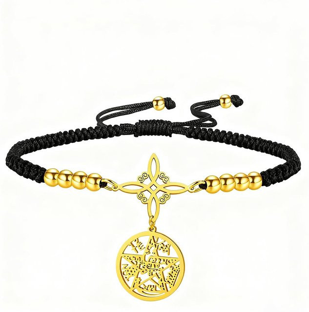 Rui Di Schutzarmband Hexenknoten Pentagramm Tetragrammaton, Edelstahl, black, Unisex - Bild 1