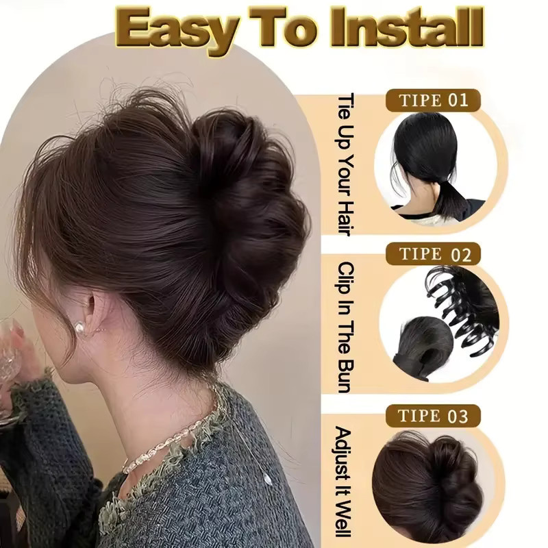 ISIGROSI Clip-in-Haarknoten, synthetische Wellen, Damen - Bild 5