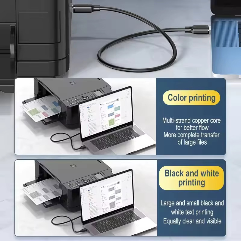 OUIO USB-A auf USB-B 2.0 Druckerkabel in Schwarz für Drucker und Scanner - Bild 3