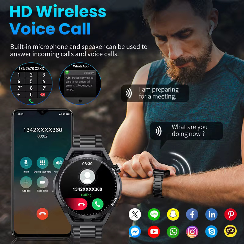 LIGE Smartwatch, Edelstahl, Grau, Herren, NFC, Bluetooth, wasserdicht - Bild 2