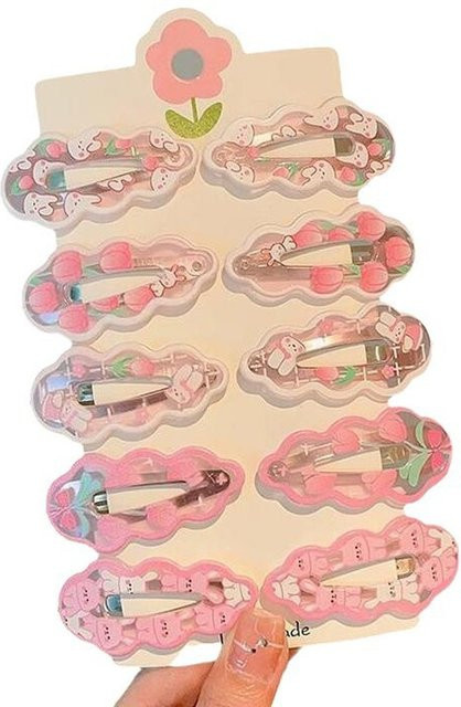 Cwllrn Haarspangen Hasen-Design, rosa, 10 Stück - Bild 1