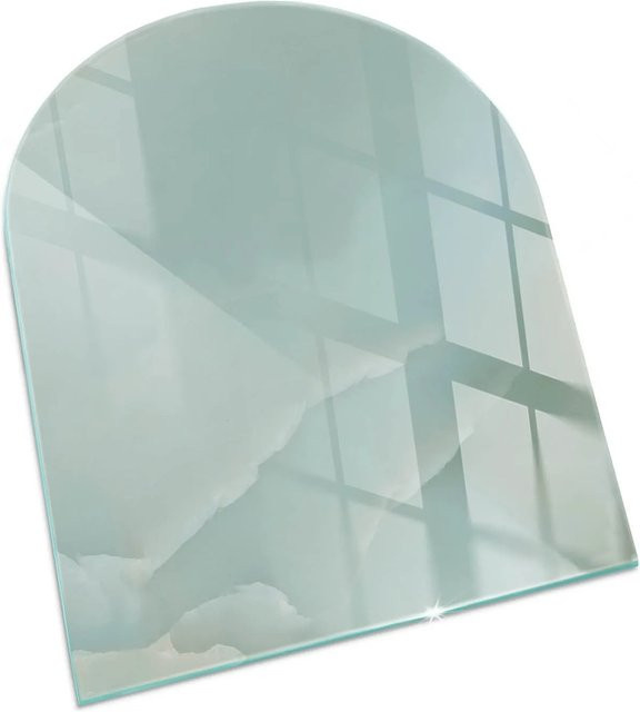 Tulup Kamin-Glasplatte in Türkis mit Marmormuster als Halbkreis B: 80 cm, T: 70 cm - Bild 1