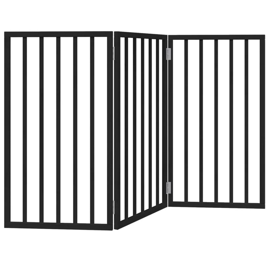 vidaXL Hundetor faltbar aus Pappelholz, 3-teilig, Schwarz, Höhe: 150 cm - Bild 2