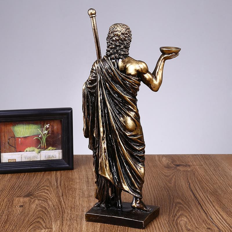 Handbemalte Asklepios-Statue aus Kunstharz als antike Nachahmung für dein Schreibtisch-Dekor, Höhe: 28,0 cm, Breite: 15,0 cm, Tiefe: 7,5 cm - Bild 2