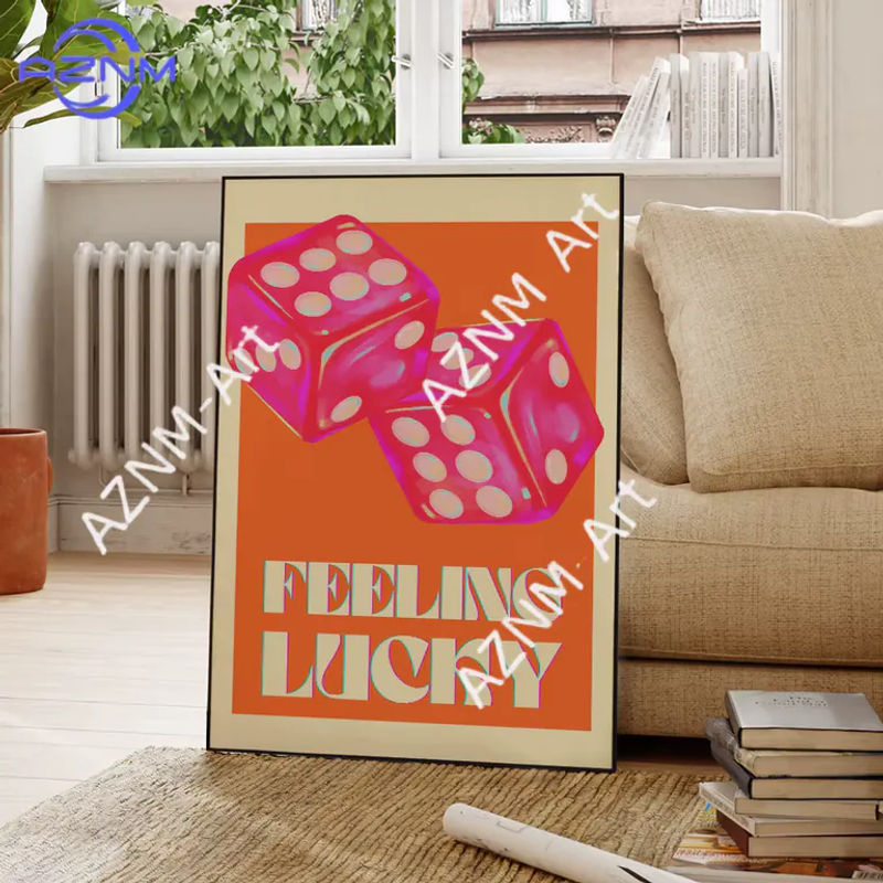 KAYOU Wandkunst Pink Orange Feeling Lucky Quotes Leinwandgemälde im minimalistischen Y2K Design - Bild 4