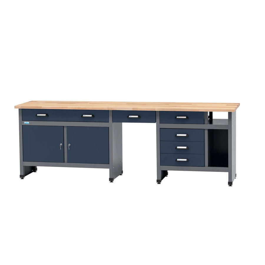 Küpper Werkbank mit 6 Schubladen und 2 Türen, Dunkelblau-Hellgrau, B/T/H: 240 x 60 x 84 cm - Bild 2