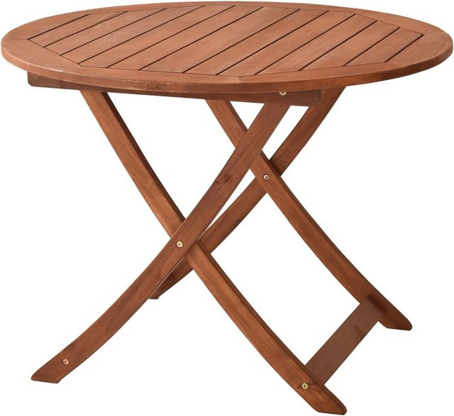 Merxx Klapptisch Borkum Rund aus Eukalyptusholz in Beige, Durchmesser: 100 cm, Höhe: 74 cm - Bild 1