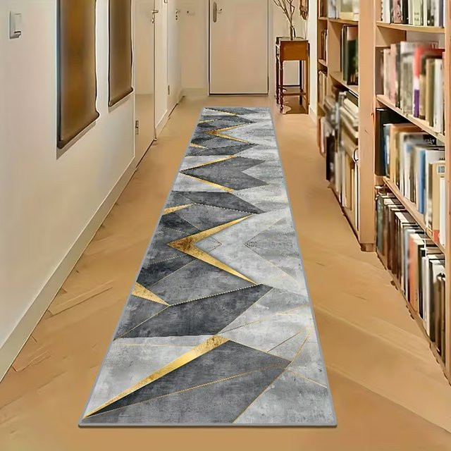 VIKAMA Nordische Bodenmatte in Grau mit geometrischem Design für Wohnzimmer und Schlafzimmer, Rechteckig - Bild 1