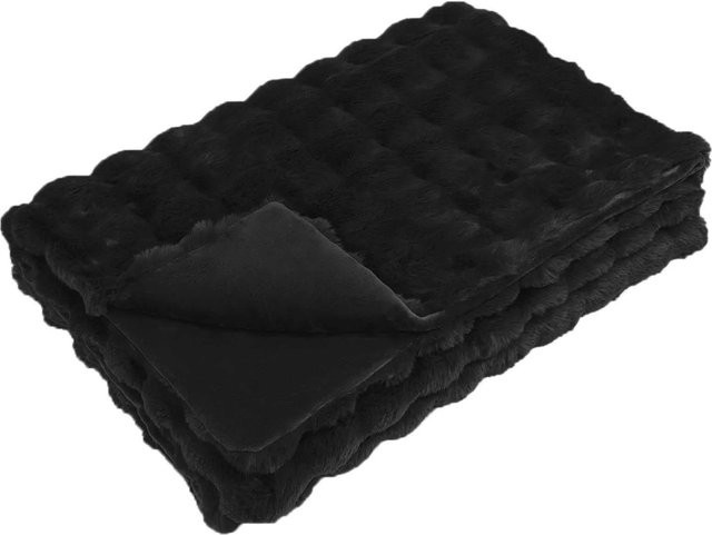 vidaXL Kunstfell Decke in Schwarz aus Polyester mit Plüsch-Bubble-Textur, Breite: 130 cm, Tiefe: 150 cm - Bild 1