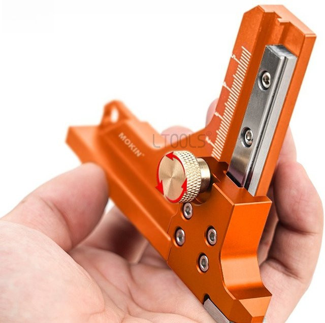 LTOOLS Höhenmesser aus Messing und Aluminiumlegierung in Orange für die Holzbearbeitung zur Tiefeneinstellung an der Tischkreissäge - Bild 1