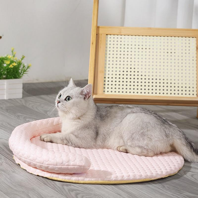 Yiran Furniture Sommerkatze Eisbohnenmatte Kühlende Katzenmatratze aus 100% Baumwolle, Rosa, Breite: 50 cm - Bild 2