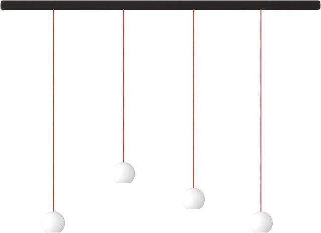 KOMOT KOS Quattro S LED-Pendelleuchte Schiene, Schwarz matt mit orangefarbenem mundgeblasenem Opalglas, Tunable White 2200K - 4200K, Länge: 150 cm - Bild 1