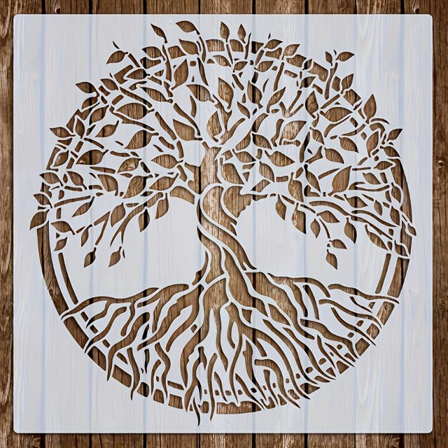 PenhuaMoban DIY Baum des Lebens Malvorlage Schablone in Weiß, B/H: 30 x 30 cm - Bild 1