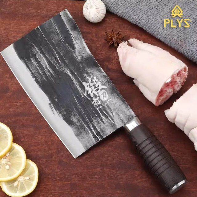 PLYS Geschmiedetes Doppelzweck-Messer für Fleisch und Gemüse in Silber mit Holzgriff - Bild 1