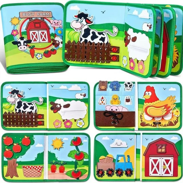 Binchi Outdoor Product Bauernhoftier Geschichte Beschäftigungsbuch, Filzbuch, ab 3 Jahre - Bild 1