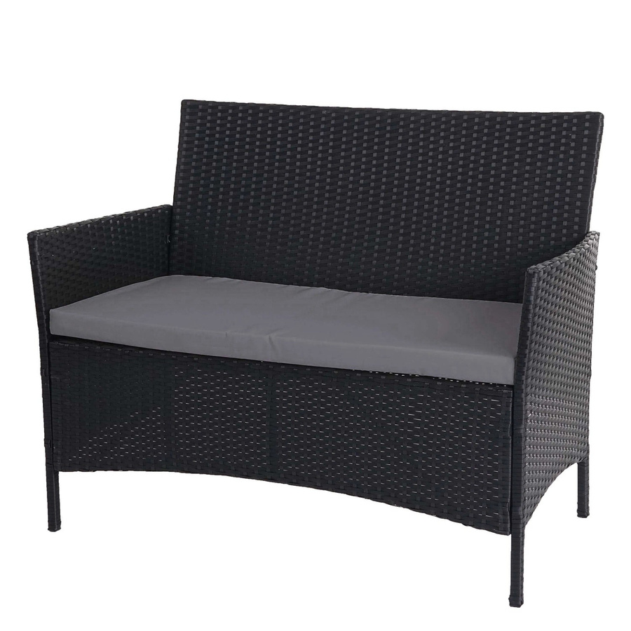 MCW Poly-Rattan Gartenbank Hamar in Anthrazit mit Armlehnen und Kissen - Bild 2