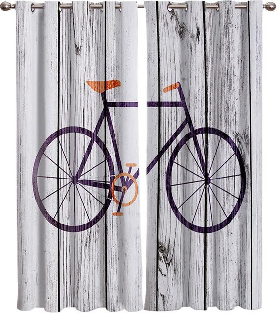 Super Six Fensterdekoration Fahrrad Motiv Vorhänge Weiß B: 135 cm, H: 60 cm - Bild 1