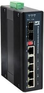 LevelOne IES-0600 Gigabit Ethernet Switch mit 4 x 10/100/1000 x Combo Gigabit Ethernet/Gigabit SFP Ports, Schwarz, DIN-Schiene Montage, Gleichstrom - Bild 1