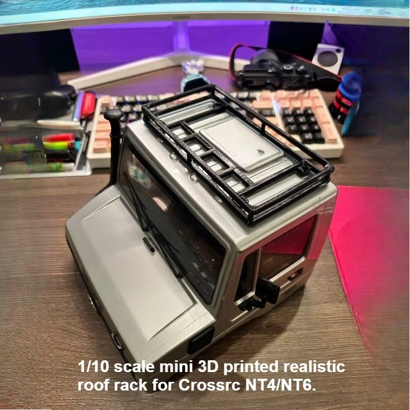 AT 99 MODEL Mini-3D-gedrucktes Auto-Dachträger-Montagezubehör, Maßstab 1:10, Schwarz - Bild 3