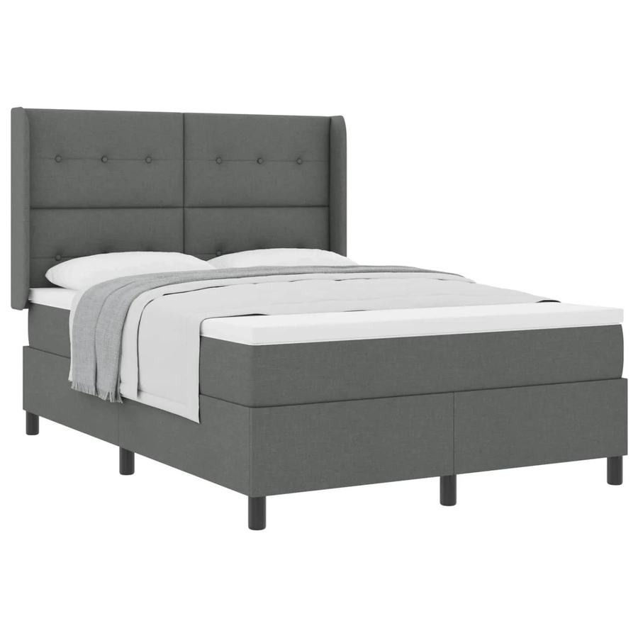 vidaXL Boxspringbett mit Matratze in Grau, Stoff, B/T/H: 160 x 200 x 118 cm - Bild 2