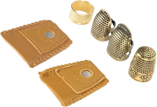 Igeteck Nähfingerhut Set aus Messing in Beige und Gold für Erwachsene zum Schutz bei Handarbeit und Stickerei - Bild 1
