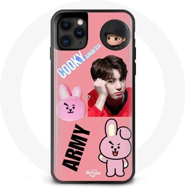 MANIACASE iPhone 12 Mini Schutzhülle BTS BT21 Cooky Jungkook in Schwarz und Pink - Bild 1