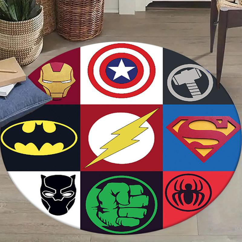 Runder Marvel Avengers Superhelden Teppich von Yun Heng Four, Maschinenwaschbarer Polyesterteppich, Rutschfest, Mehrfarbig, Durchmesser: 80 cm - Bild 2