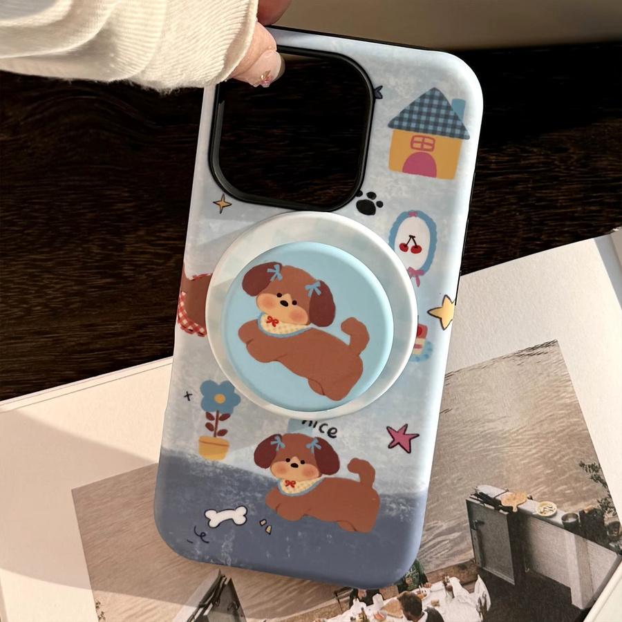 MUQGEW Magnetische iPhone Handyhülle mit Koreanischem Cartoon-Welpen Design, Stoßfeste Schutzhülle für iPhone 17 16 15 14 13 12 11 Pro Max Mini, Multicolor - Bild 3