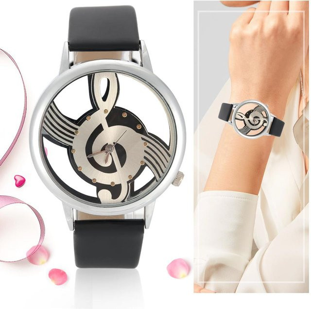 Armbanduhr Painter, Quarz, Skelett Zifferblatt, Musiknote, Schwarz, Unisex - Bild 1