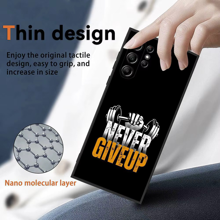 Give Never Up Frosted Soft Cover Handyhülle für Samsung Galaxy S25 S24 S23 S22 S21 S20 Ultra Plus in Schwarz - Bild 3