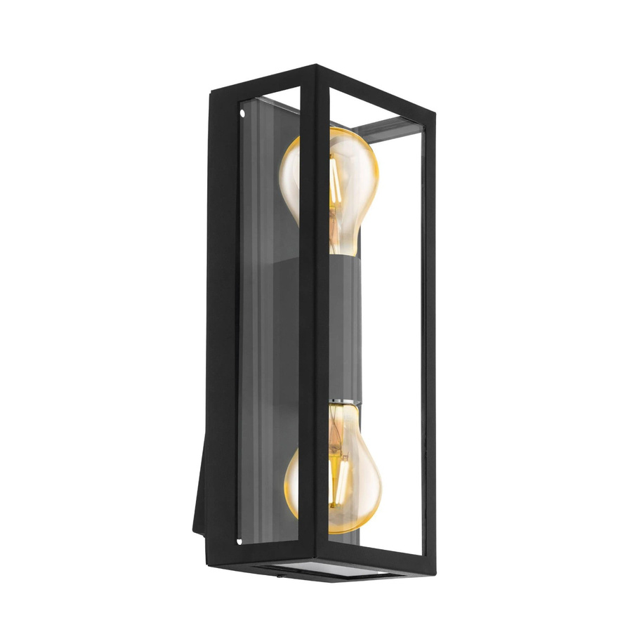 Eglo Wandleuchte Alamonte 2-flammig Schwarz Metall Glas für Außenbereich B: 38 cm, H: 15 cm - Bild 2