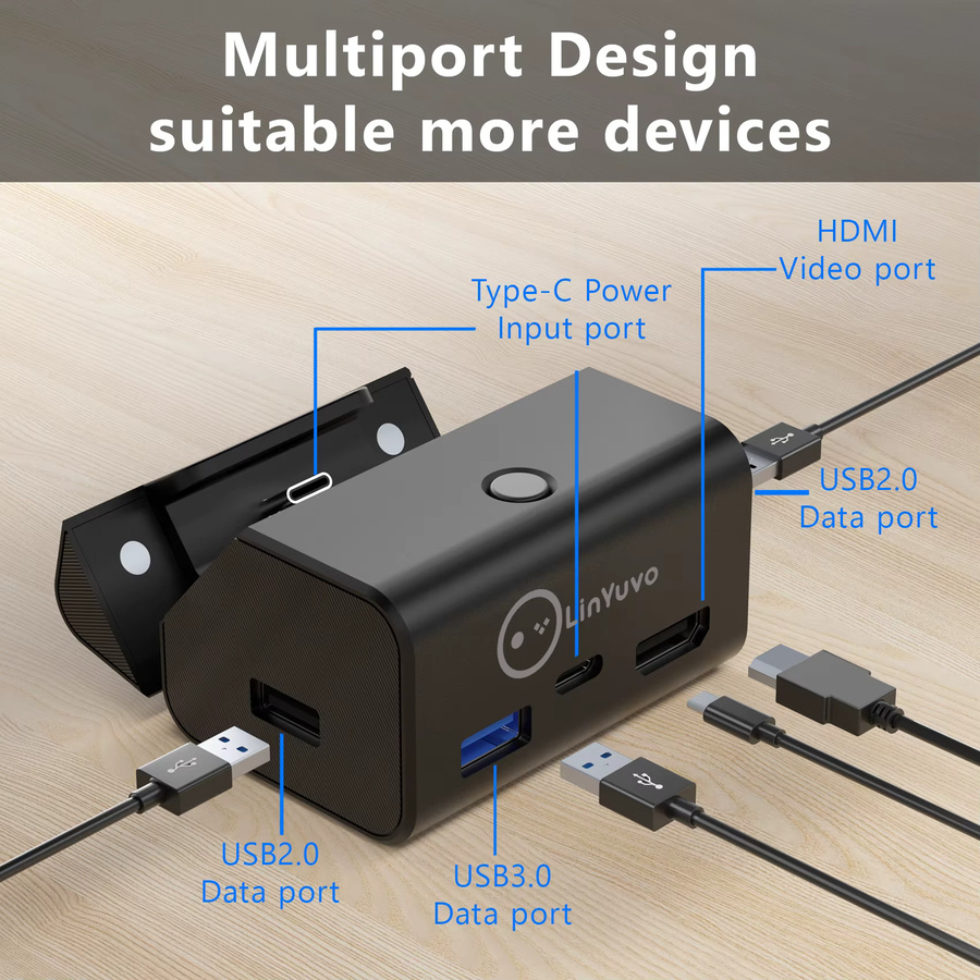 LinYuvo TV-Dockingstation für Nintendo Switch und OLED, 4K/1080P HDMI-TV-Adapter mit USB 3.0-Anschlüssen, Schwarz - Bild 4