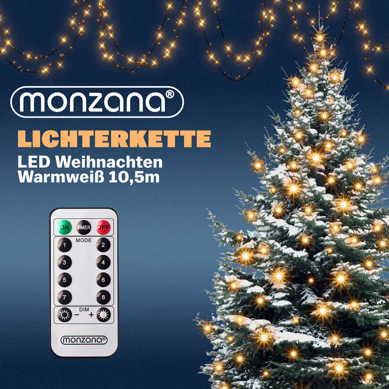 Deuba LED Lichterkette Warmweiß mit Timer für Garten, Innen und Außen, 10,5 m - Bild 3