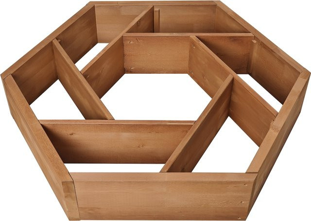 needs&wants Multi Hochbeet aus Tannenholz mit 7 sechseckigen Pflanzkästen in Braun, B/T/H: 100 x 100 x 18 cm - Bild 1
