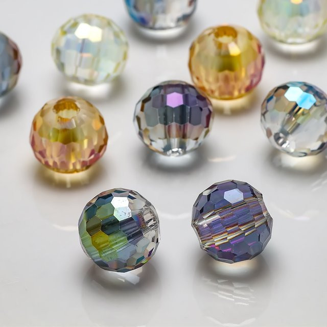 YUANZHIRUN Spacer Perle, Kristall Glas, 12mm, 96 Facetten, Rund - Bild 1
