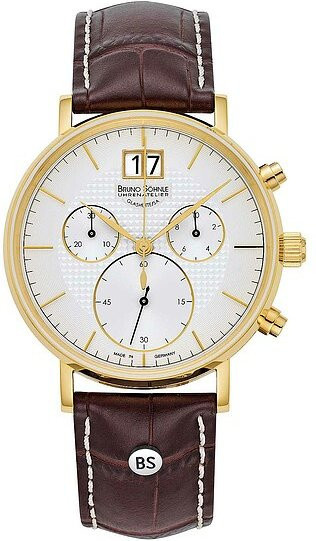 Bruno Söhnle München Armbanduhr, Quarz, Edelstahl, Leder, Silber, Gold, 43 mm, Herren - Bild 1