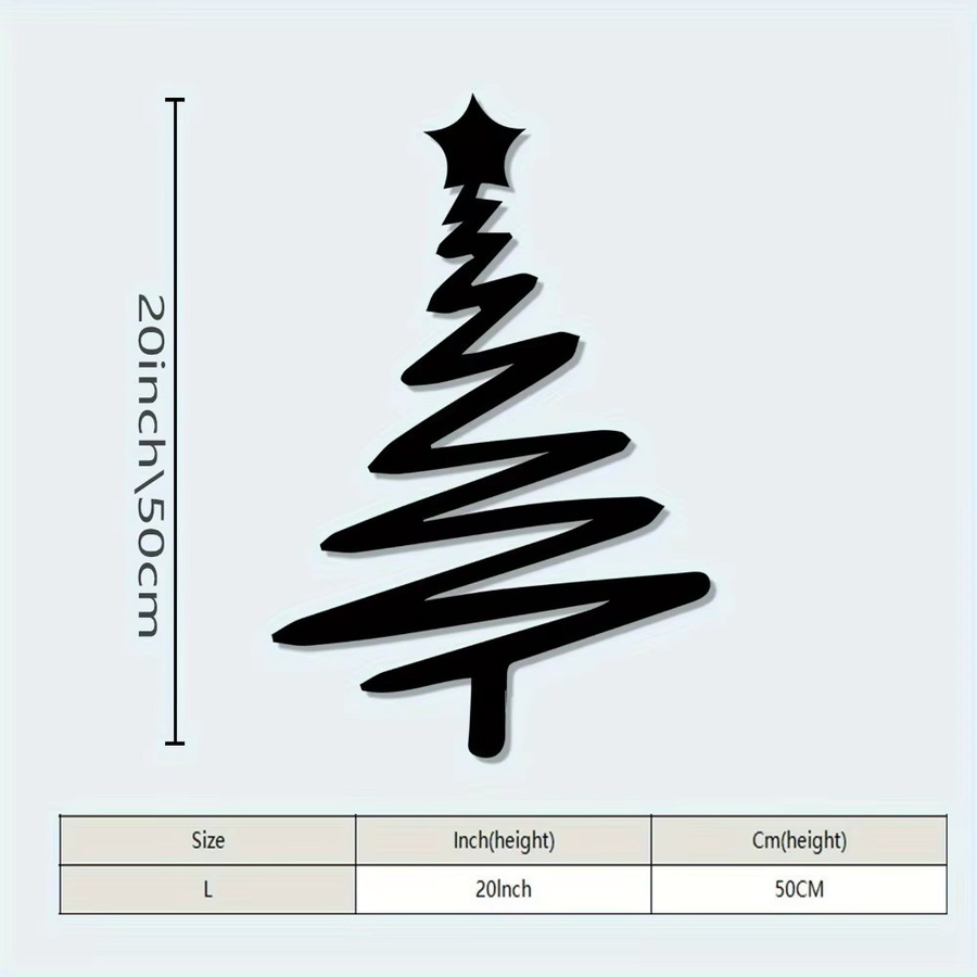 CIFBUY Vintage Weihnachtsbaum Metallwandbild in Schwarz mit floralen Ornamenten und Sternen - Bild 2