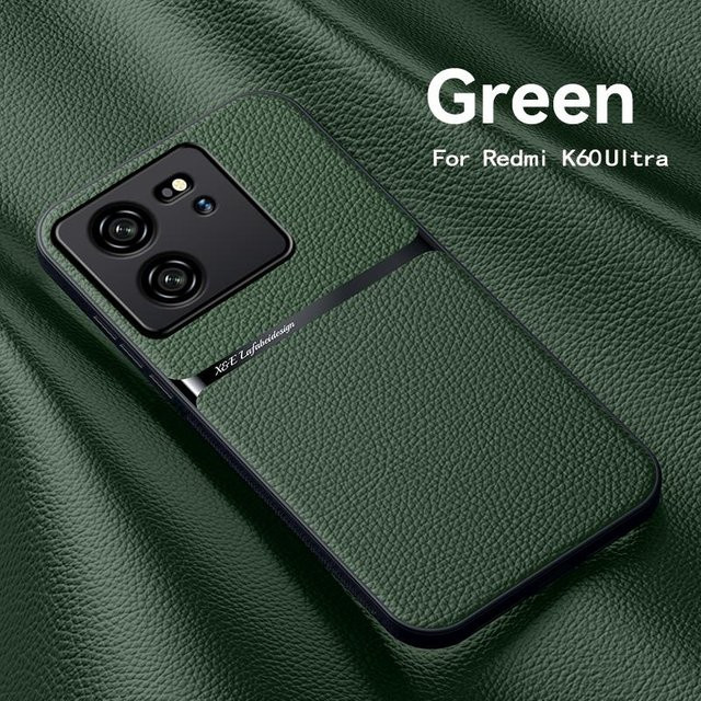 Magnetische Leder Handyhülle für Xiaomi 13T Pro, Xiaomi 13T und Redmi K60 Ultra in Grün, stoßfeste Abdeckung - Bild 1