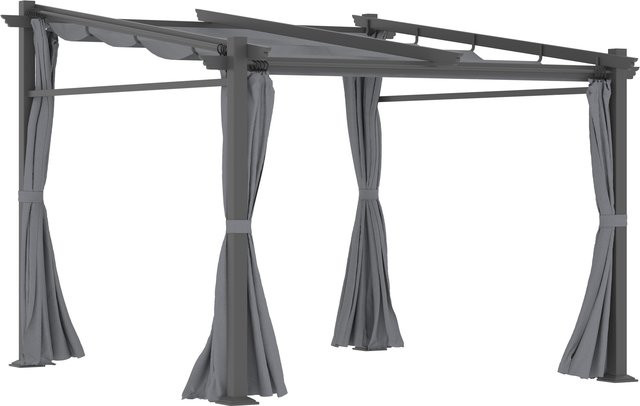 Outsunny Pergola Gartenpavillon aus Aluminium und Polyester in Grau, B/T/H: 295 x 297 x 230 cm - Bild 1