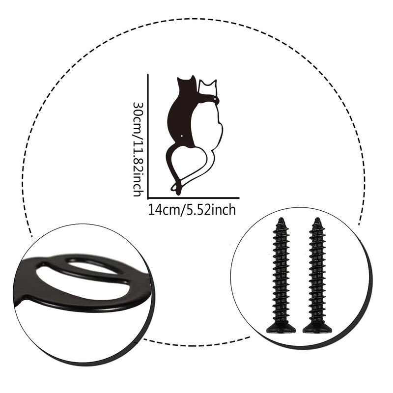 Hello young Wanddekoration aus Metall in Schwarz mit Katze und herzförmigem Schwanz - Bild 2