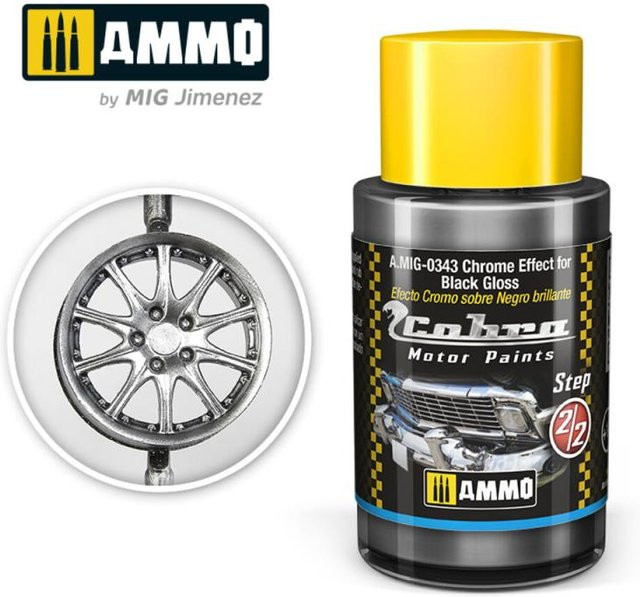 AMMO by MIG Jimenez Cobra Motor Chrome Effect for Black Gloss, Schwarz - Bild 1
