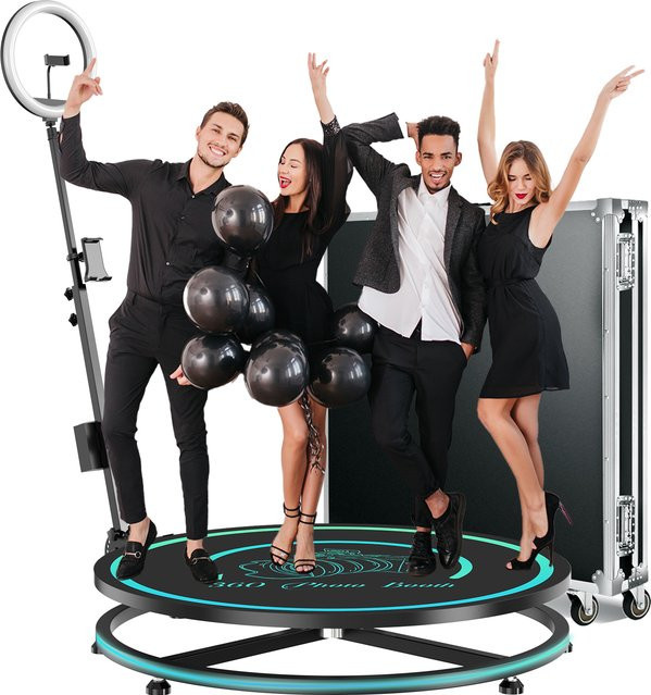 MWE 360-Fotokabinenmaschine in Schwarz mit zusätzlicher Batterie, Logo-Anpassungssoftware und App-Fernbedienung für Partys - Bild 1