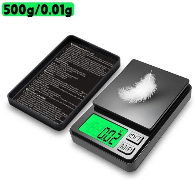 Oudun Hochpräzise Mini-Digitalwaage Elektronische Schmuckwaage mit blauer Hintergrundbeleuchtung in Schwarz und Silber, Tragbare Taschenwaage für Gold, Silber und Lebensmittel mit 0,01g Genauigkeit - Bild 1