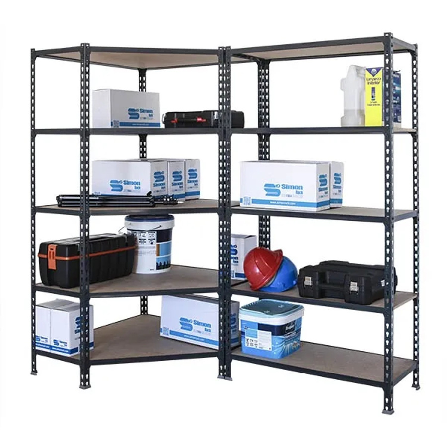 PROREGAL Set aus Eckregal und Schwerlastregal Muli in Anthrazit, H x B x T: 180 x 180 x 50 cm, Fachlast 200 kg - Bild 2