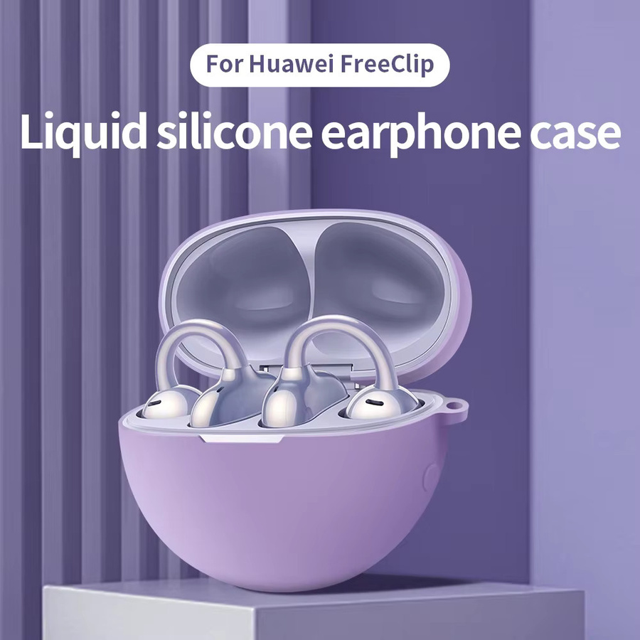 Stoßfeste Silikon-Schutzhülle für Huawei FreeClip mit Haken in einfarbigem Design - Bild 2