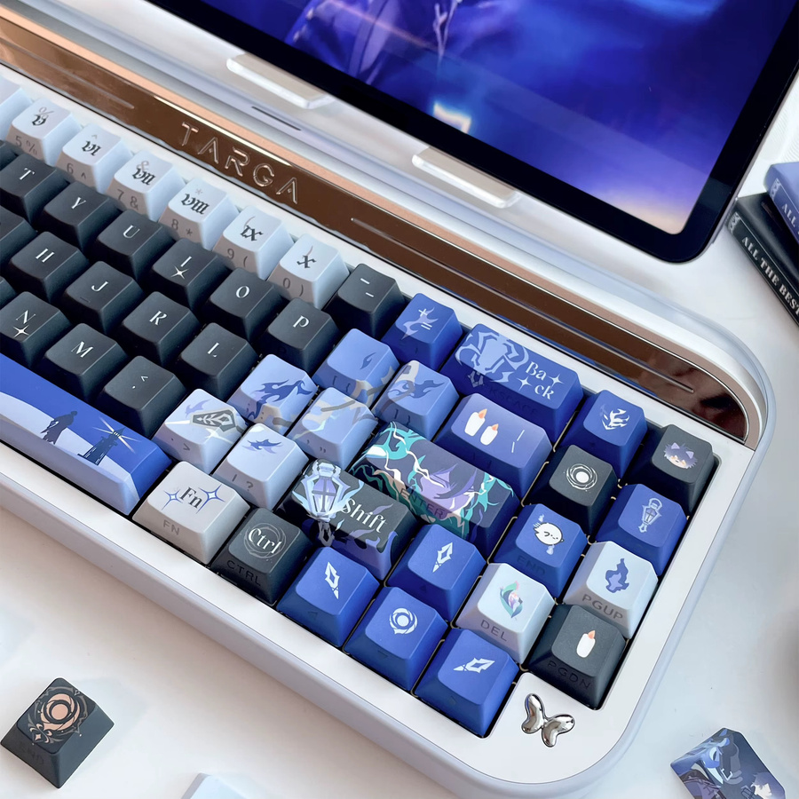 Genshin Impact Kyryll Chudomirovich Flins Keys Anime Tastenkappen aus PBT für Cherry Mechanical Keyboards wie Made68, Mad68 und Wooting 60 in Blau - Bild 4