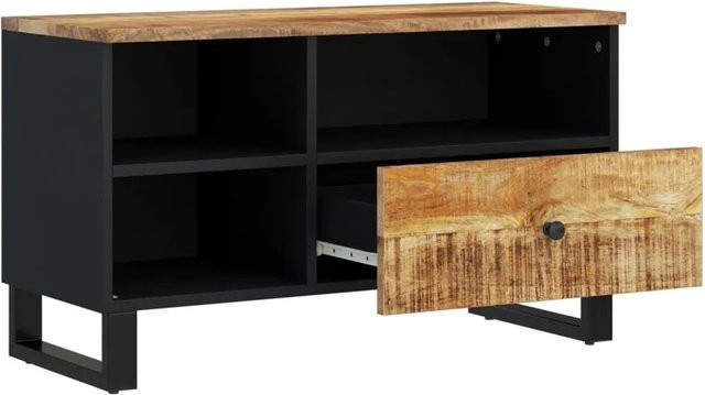 vidaXL TV-Schrank aus Mango Massivholz und Holzwerkstoff in Hellbraun, B/T/H: 80 x 33 x 46 cm - Bild 1