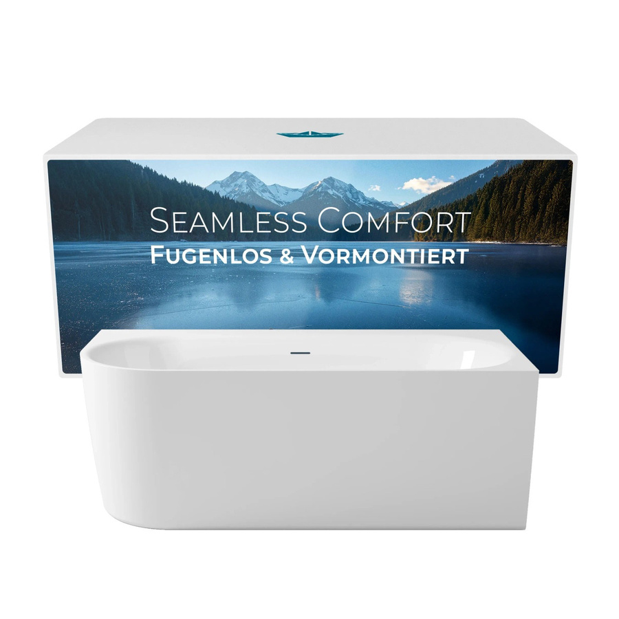 Calmwaters Vorwand-Badewanne Seamless Comfort Komplettset in Weiß, links mit Schürze, fugenlos und vormontiert, B/T: 160 x 75 cm - Bild 2