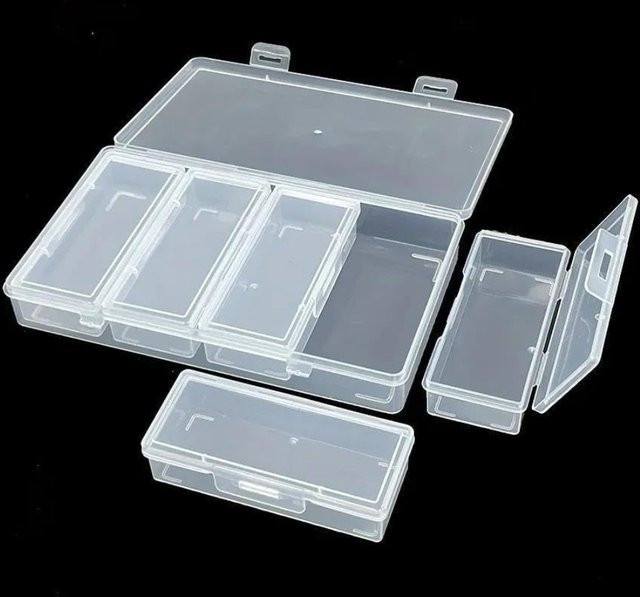 Transparenter Aufbewahrungsbehälter aus Kunststoff mit 4 separaten Boxen für Bastel- und Nähbedarf, B/T/H: 19,5 x 4,0 x 3,0 cm - Bild 1