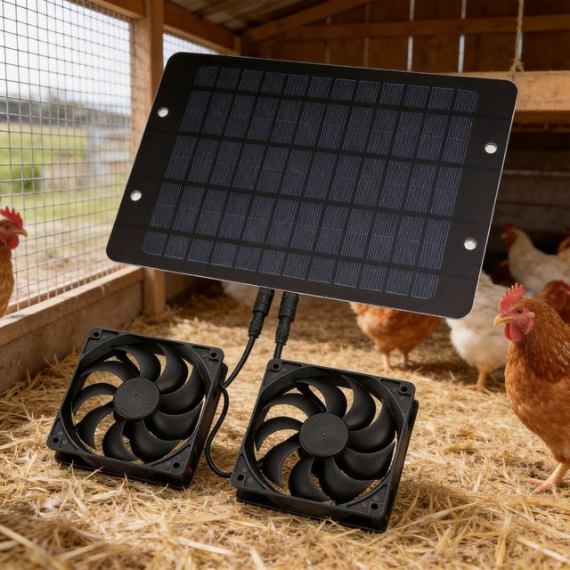 EESBAO Mini Solar-Abluftventilator mit Solarpanel und Akku, Schwarz, aus Kunststoff - Bild 1